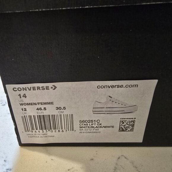 Converse UniseX CTAS Lift Ox 560251C White Sneakers MENS Sz 11 Womens 13 NEW - Picture 10 of 10